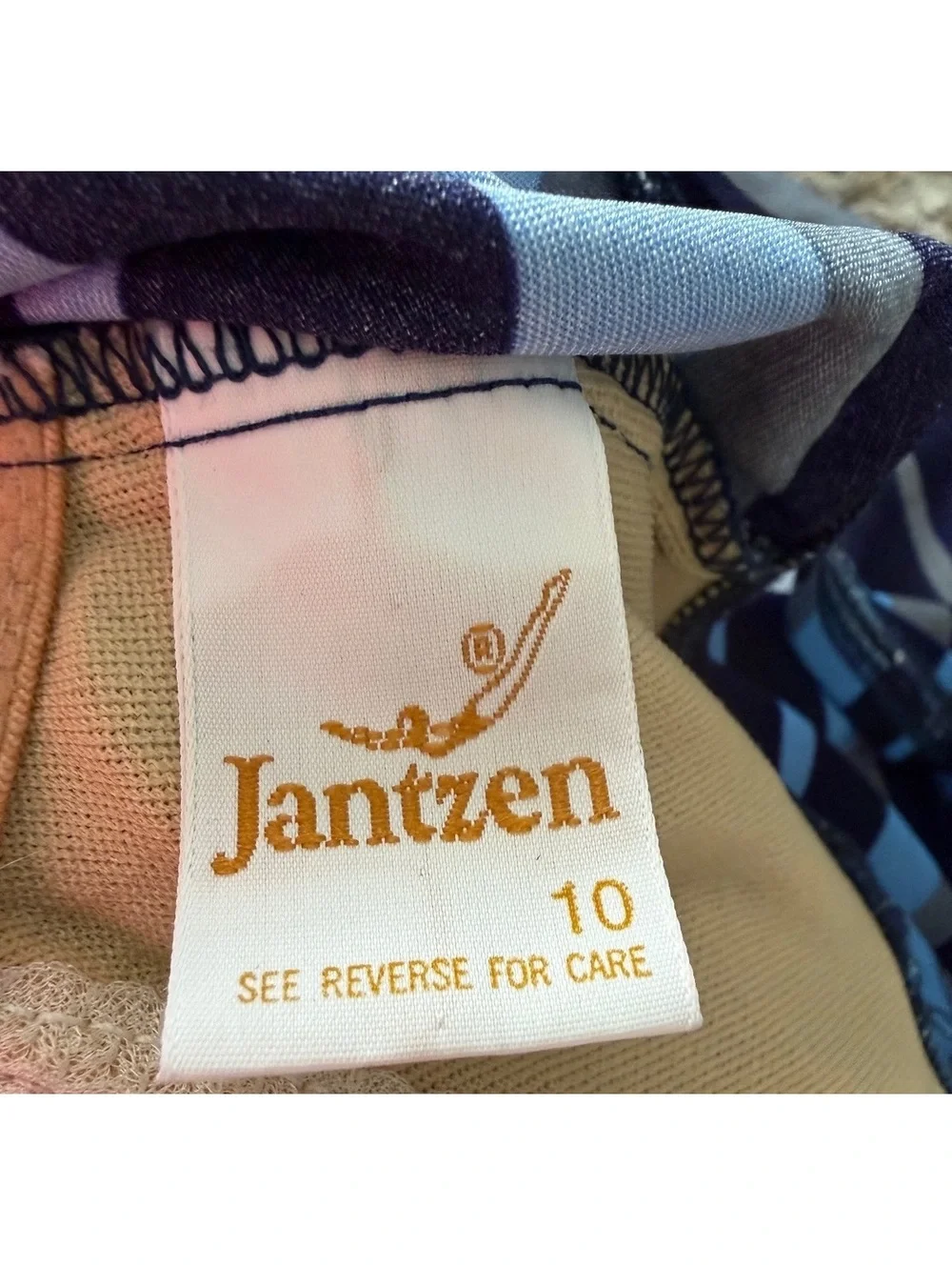 Jantzen Womens Size 10 Blue Striped One Piece Swimsuit Wrap Front Swimwear